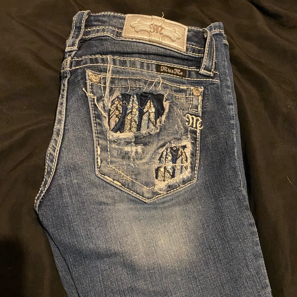 Miss Me Feathered Boot Cut Jeans